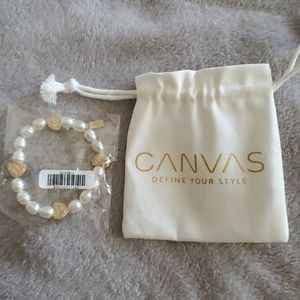 Gold and pearl bracelet canvas brand NWT